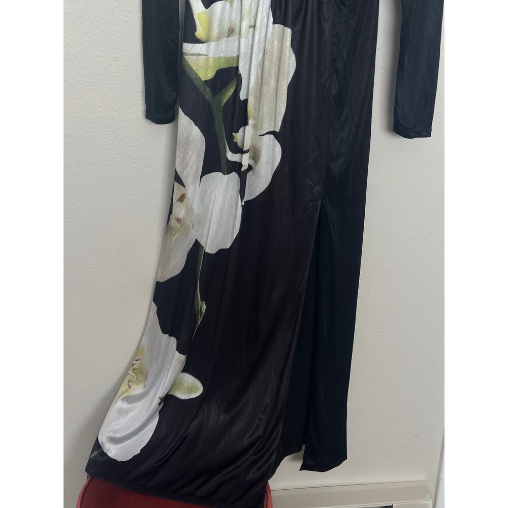 Altuzarra For Target Small Maxi Dress Black Floral Print V-neck Slit Formal - Picture 7 of 11